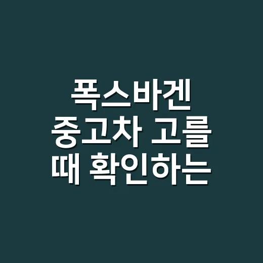 폭스바겐 중고차 고를 때 확인하는 방법 - 요약