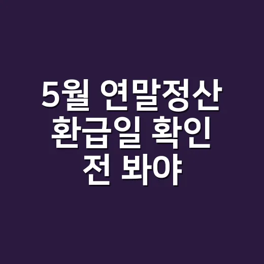 5월 연말정산 환급일 확인 전 봐야 할 5가지 기준 - 요약