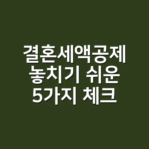 결혼세액공제 놓치기 쉬운 5가지 체크포인트 - 요약