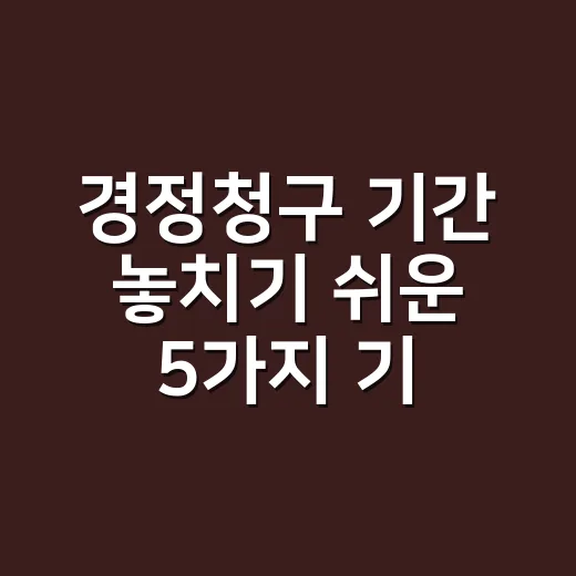 경정청구 기간 놓치기 쉬운 5가지 기준 - 요약