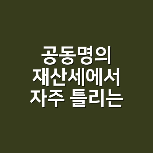 공동명의 재산세에서 자주 틀리는 5가지 기준 - 요약