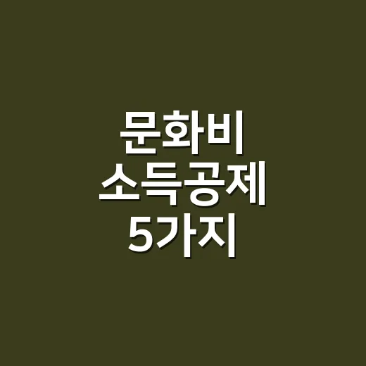 문화비 소득공제 5가지 체크포인트: 2026년 연말정산 전에 놓치기 쉬운 부분 - 요약