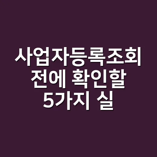 사업자등록조회 전에 확인할 5가지 실무 포인트 - 요약