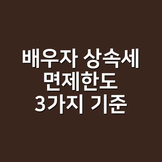 배우자 상속세 면제한도 3가지 기준, 2026년 신고 때 헷갈리는 부분 - 요약
