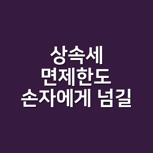 상속세 면제한도 손자에게 넘길 때 꼭 보는 5가지 기준 - 요약