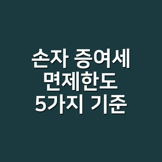 손자 증여세 면제한도 5가지 기준, 2026년에는 이렇게 봅니다 - 요약