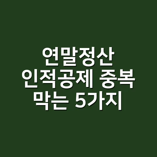 연말정산 인적공제 중복 막는 5가지 확인법 - 요약
