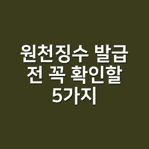 원천징수 발급 전 꼭 확인할 5가지 - 요약