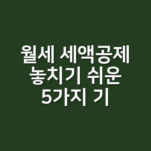 월세 세액공제 놓치기 쉬운 5가지 기준 - 요약