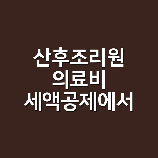 산후조리원 의료비 세액공제에서 자주 틀리는 5가지 - 요약
