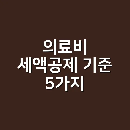 의료비 세액공제 기준 5가지, 2026년 연말정산 전에 확인할 것 - 요약