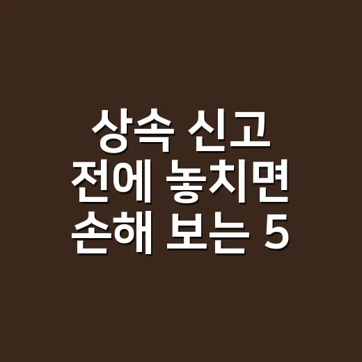 상속 신고 전에 놓치면 손해 보는 5가지 실무 포인트 - 요약
