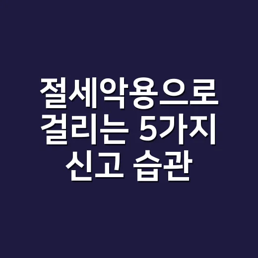 절세악용으로 걸리는 5가지 신고 습관과 피하는 기준 - 요약