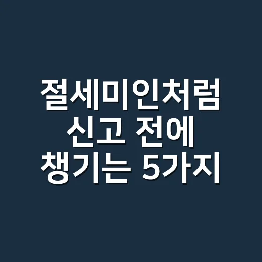절세미인처럼 신고 전에 챙기는 5가지 세금 점검법 - 요약