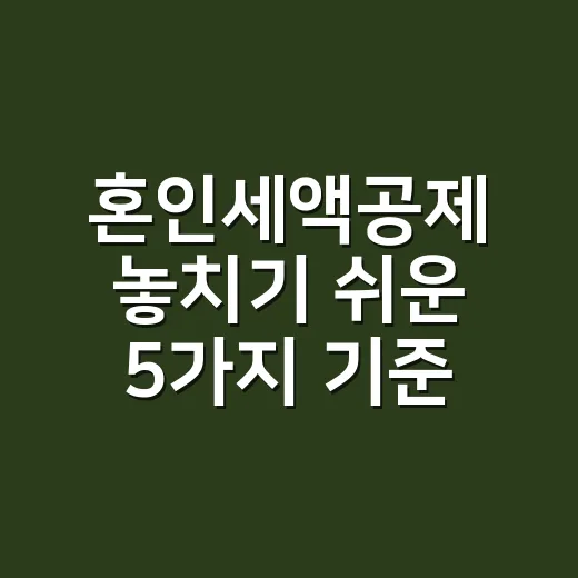혼인세액공제 놓치기 쉬운 5가지 기준 - 요약