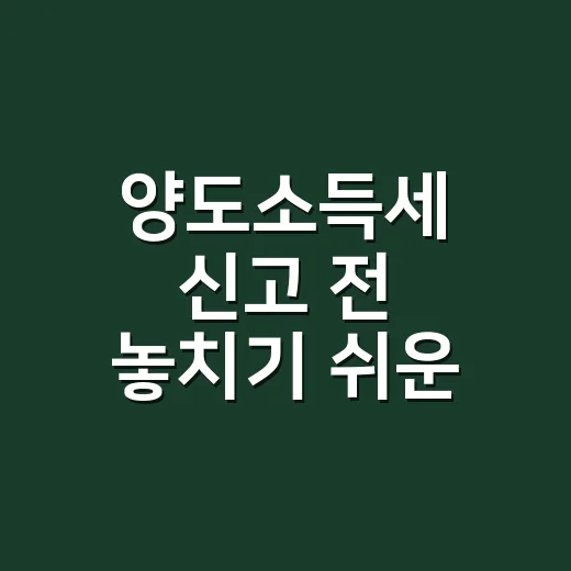 양도소득세 신고 전 놓치기 쉬운 5가지 체크포인트 - 요약