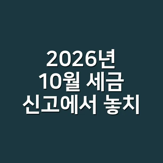 2026년 10월 세금 신고에서 놓치기 쉬운 4가지 - 요약