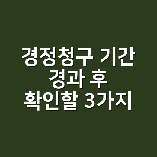 경정청구 기간 경과 후 확인할 3가지 - 요약