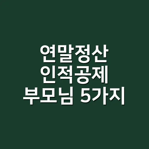 연말정산 인적공제 부모님 5가지 확인법 - 요약