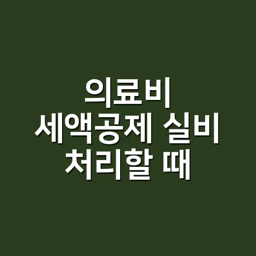 의료비 세액공제 실비 처리할 때 놓치는 4가지 - 요약