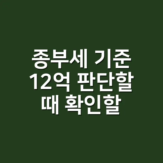 종부세 기준 12억 판단할 때 확인할 4가지 - 요약