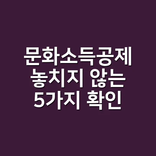 문화소득공제 놓치지 않는 5가지 확인법 - 요약