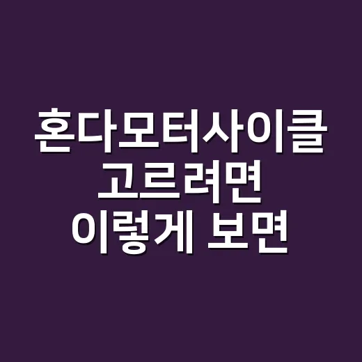 혼다모터사이클 고르려면 이렇게 보면 실패가 줄어듭니다 - 요약