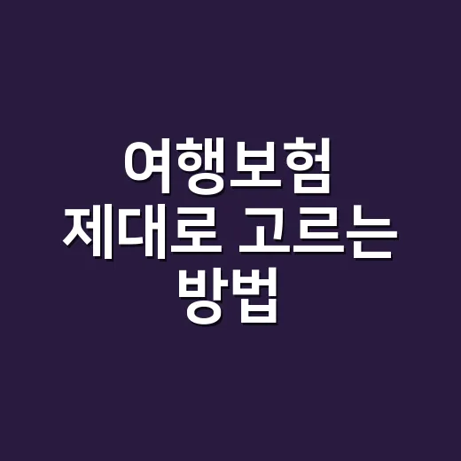 여행보험 제대로 고르는 방법, 출국 전 이것만 확인하세요 - 요약