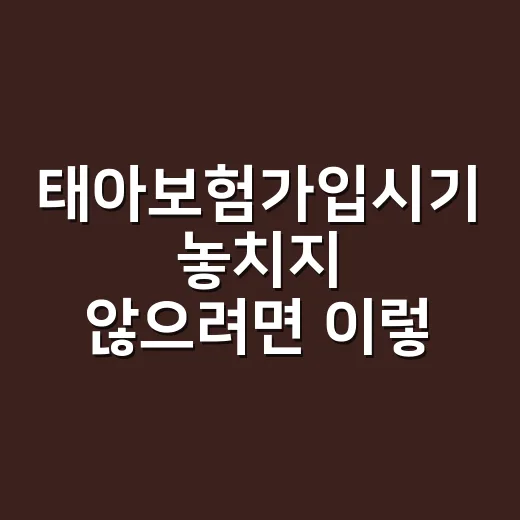 태아보험가입시기 놓치지 않으려면 이렇게 준비하세요 - 요약