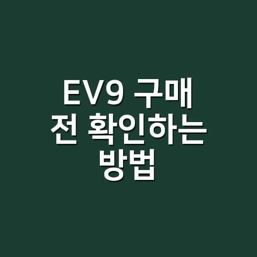 EV9 구매 전 확인하는 방법, 가족용 전기 SUV 고를 때 보는 포인트 - 요약