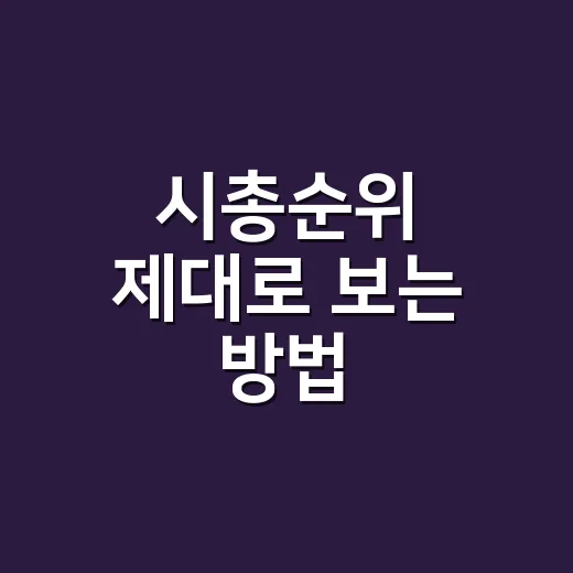 시총순위 제대로 보는 방법, 처음이라면 이렇게 확인하세요 - 요약
