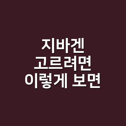 지바겐 고르려면 이렇게 보면 됩니다 - 요약