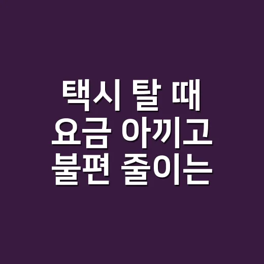 택시 탈 때 요금 아끼고 불편 줄이는 방법 - 요약
