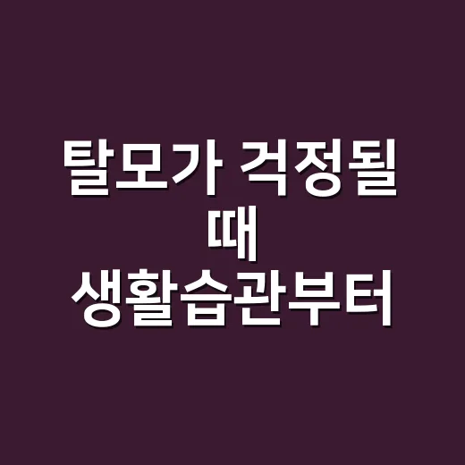 탈모가 걱정될 때 생활습관부터 점검하는 방법 - 요약