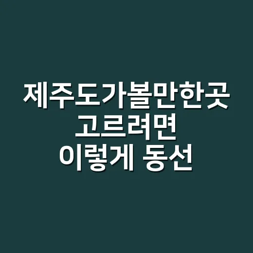 제주도가볼만한곳 고르려면 이렇게 동선부터 잡아보는 방법 - 요약