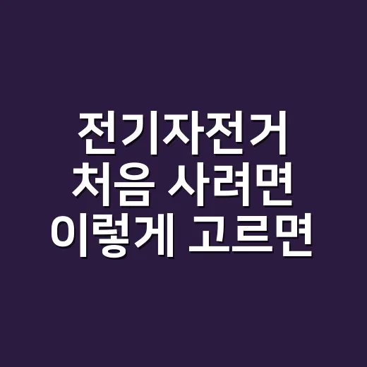 전기자전거 처음 사려면 이렇게 고르면 실패가 적습니다 - 요약