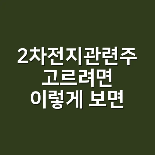 2차전지관련주 고르려면 이렇게 보면 편합니다 - 요약