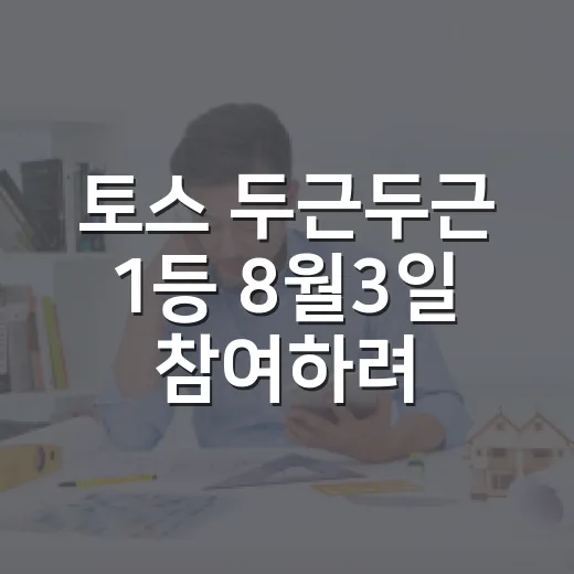 토스 두근두근 1등 8월3일 참여하려면 이렇게 확인하세요 - 요약