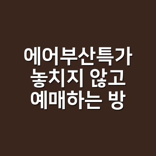 에어부산특가 놓치지 않고 예매하는 방법 - 요약