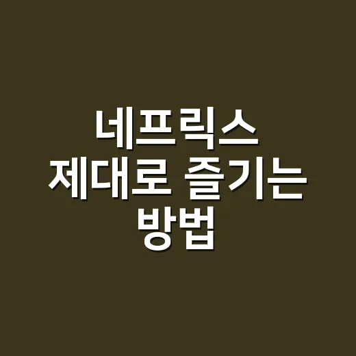 네프릭스 제대로 즐기는 방법, 요금부터 추천 설정까지 초보자 가이드 - 요약