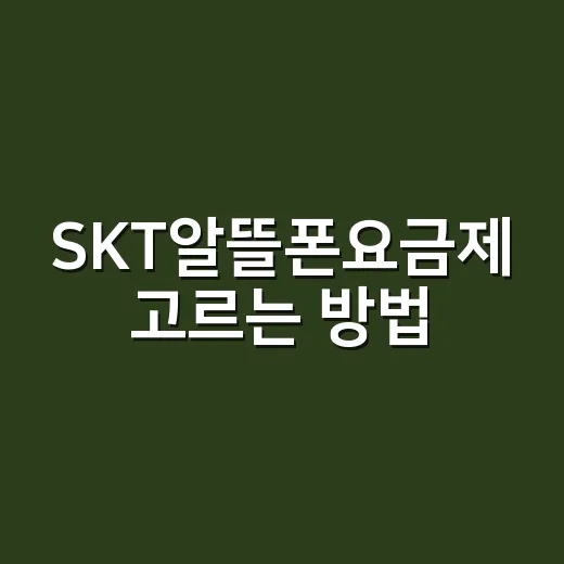 SKT알뜰폰요금제 고르는 방법, 데이터 사용량별로 이렇게 보면 편해요 - 요약