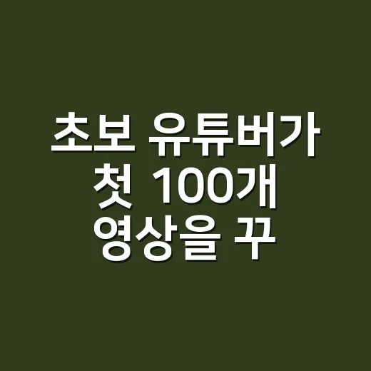 초보 유튜버가 첫 100개 영상을 꾸준히 만드는 방법 - 요약