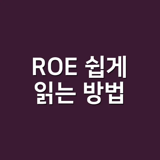ROE 쉽게 읽는 방법, 초보 투자자가 숫자 하나로 기업 체력 보는 법 - 요약
