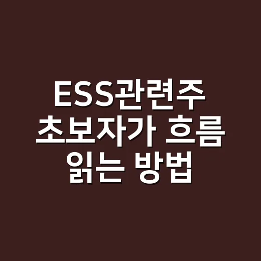 ESS관련주 초보자가 흐름 읽는 방법 - 요약