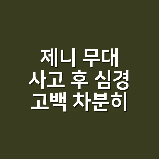 제니 무대 사고 후 심경 고백 차분히 이해하는 방법 - 요약