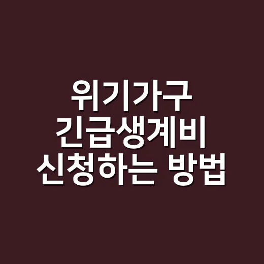 위기가구 긴급생계비 신청하는 방법, 막막할 때 이렇게 준비하세요 - 요약