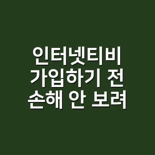 인터넷티비 가입하기 전 손해 안 보려면 이렇게 비교하세요 - 요약