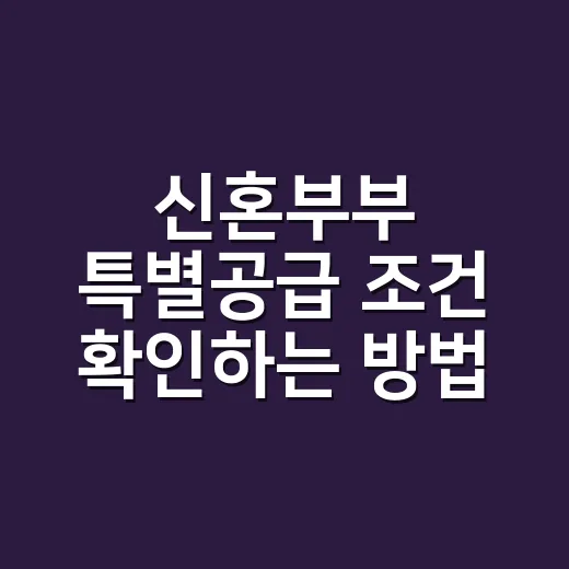 신혼부부 특별공급 조건 확인하는 방법, 청약 전에 이렇게 체크하세요 - 요약