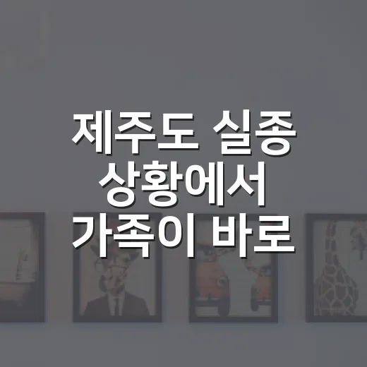 제주도 실종 상황에서 가족이 바로 움직이는 방법 - 요약