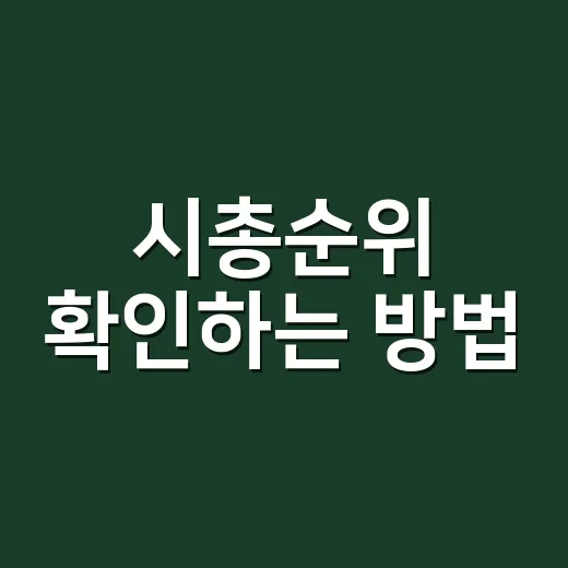시총순위 확인하는 방법, 초보자는 이렇게 보면 덜 헷갈립니다 - 요약